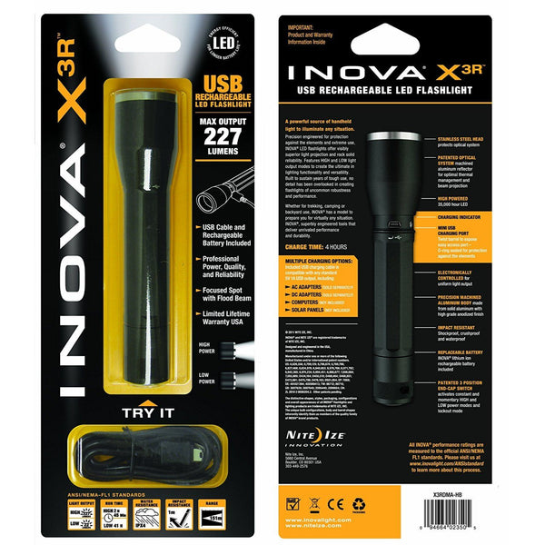 Inova X3R Rechargeable LED Flashlight 227 Lumens - 2 Modes