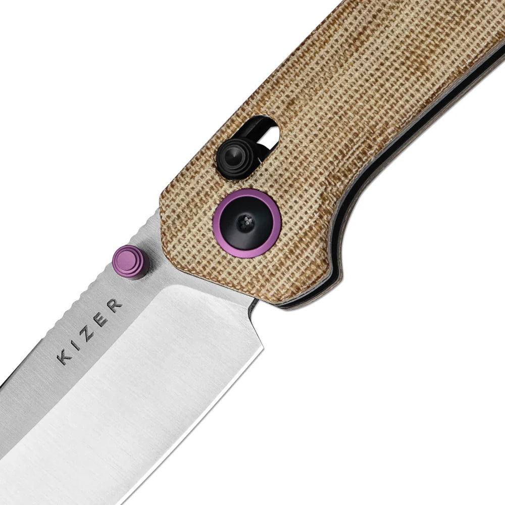 KIZER Madrac Nitro-V Blade Micarta Handle Clutch Lock 3.1"