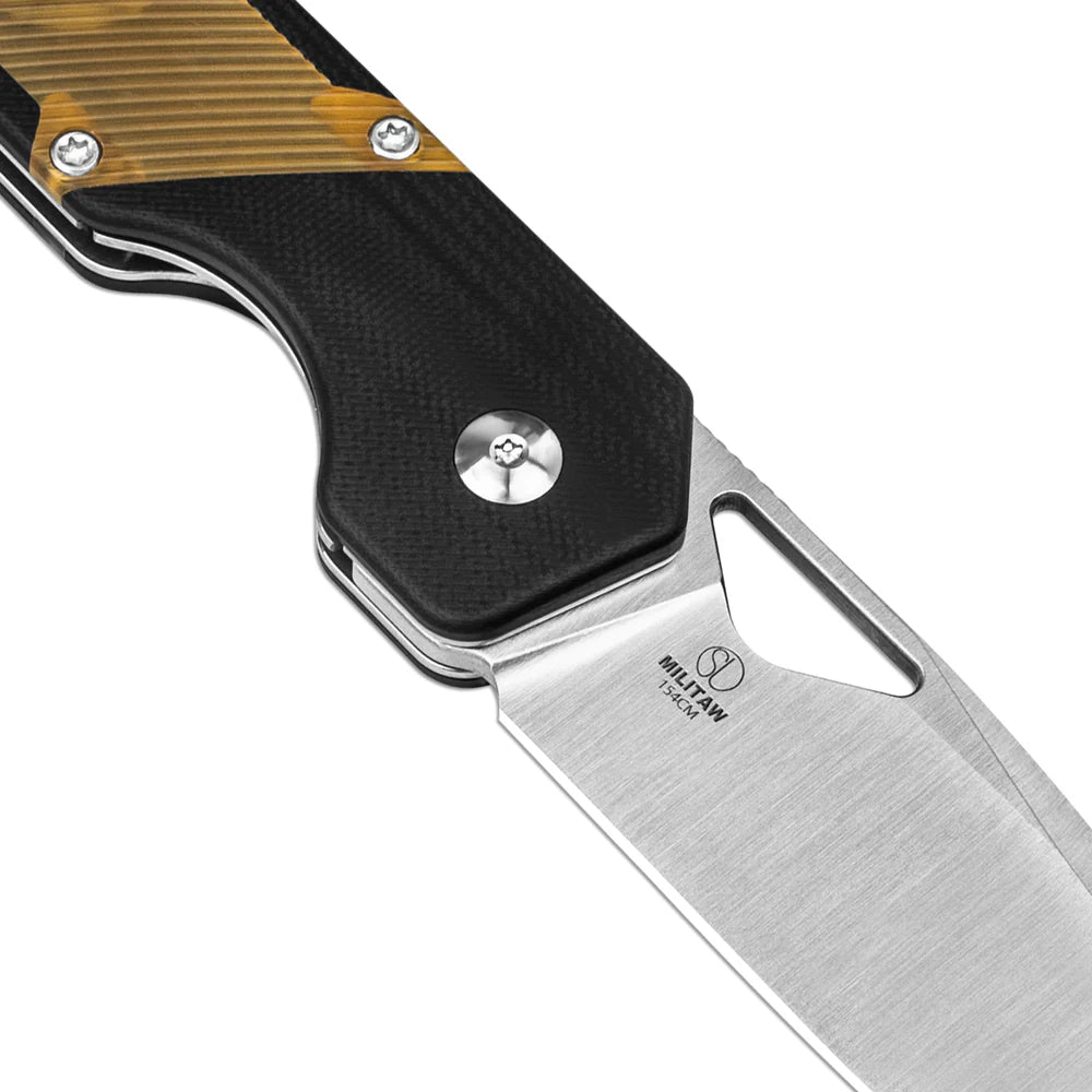 KIZER Militaw 154cm Blade Black G10 Pei/Steel Liner 3.36"