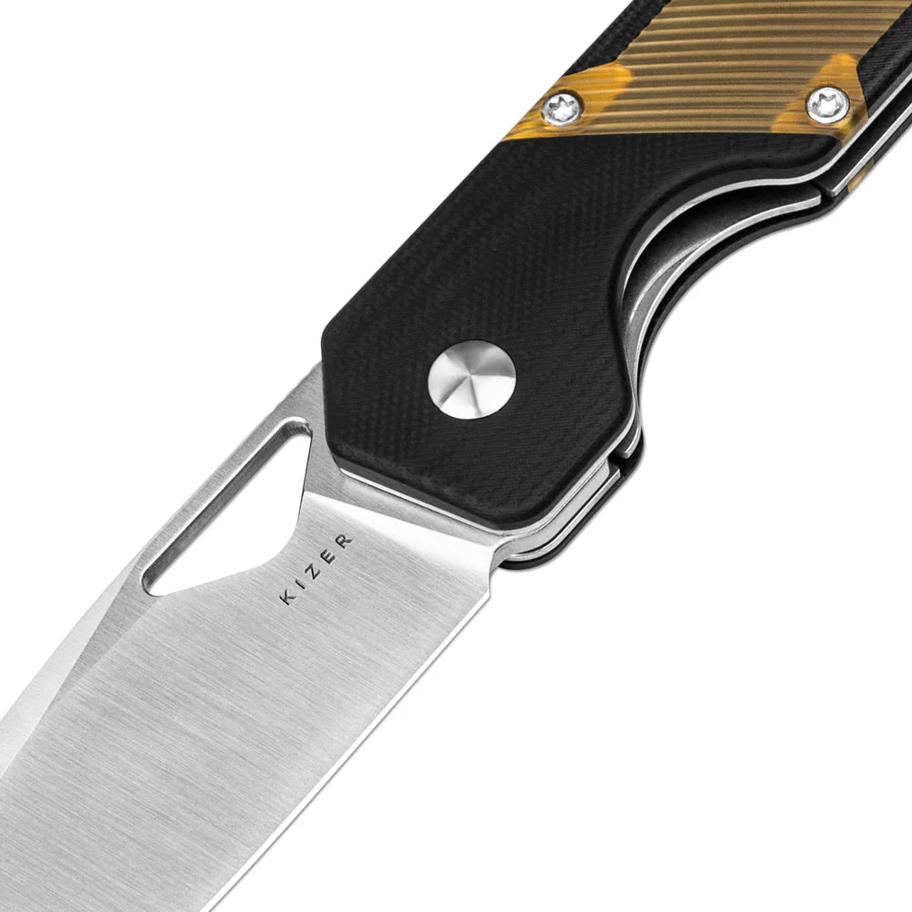 KIZER Militaw 154cm Blade Black G10 Pei/Steel Liner 3.36"