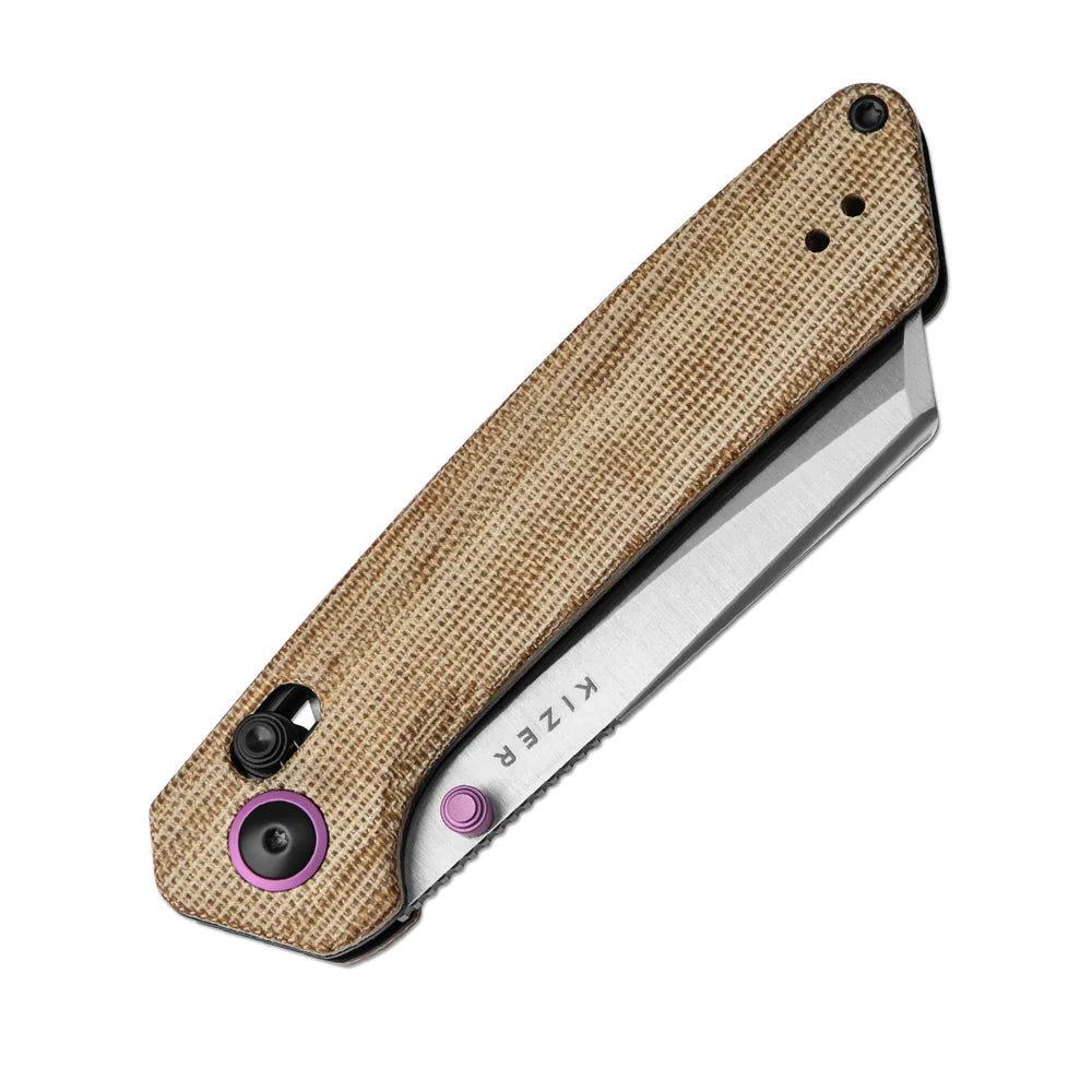 KIZER Madrac Nitro-V Blade Micarta Handle Clutch Lock 3.1"