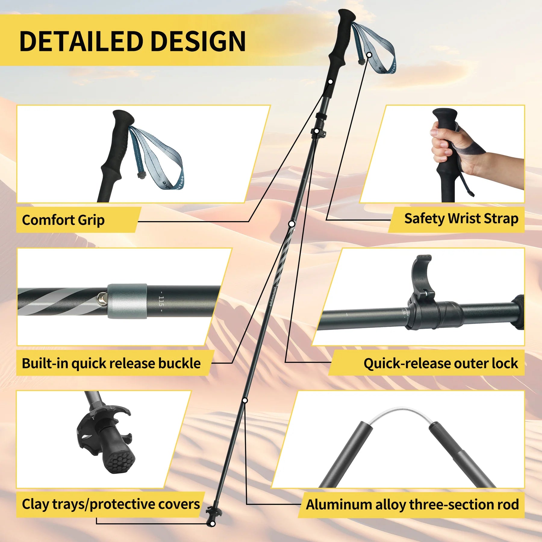 Naturehike Gale Pro Aluminum Folding Trekking Pole 115-135cm
