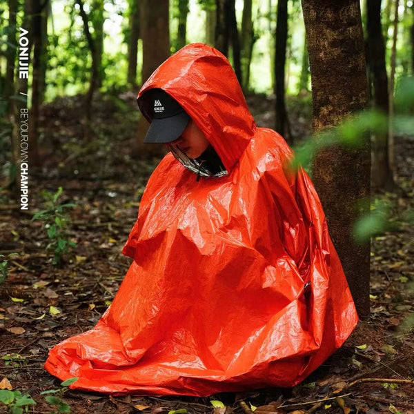 AONIJIE Emergency Thermal Raincoat Orange-A108