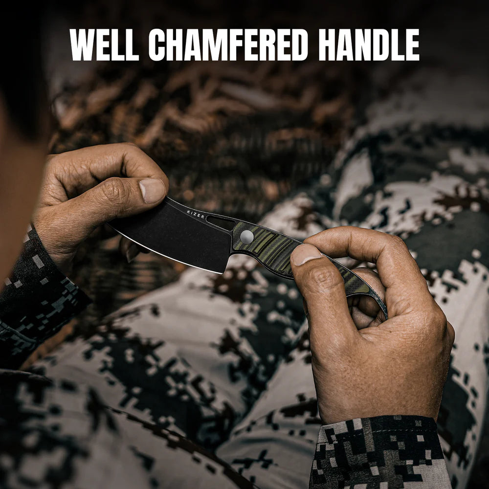 KIZER Little Rhino D2 Blade G10 Olive/Black Handle 2.72"