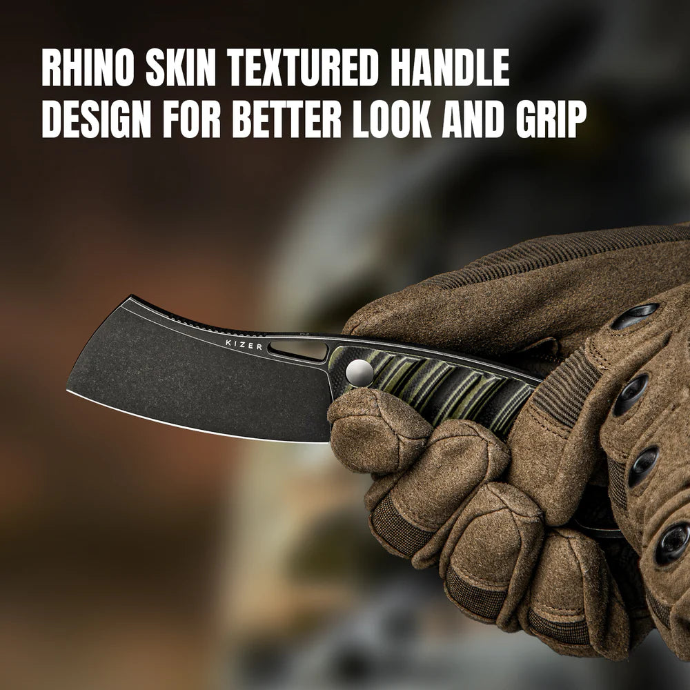 KIZER Little Rhino D2 Blade G10 Olive/Black Handle 2.72"