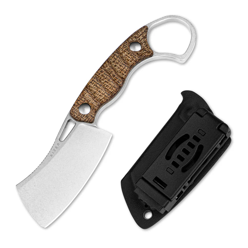 KIZER Little Rhino AEB-L Blade Burlap Micarta Handle  2.72"