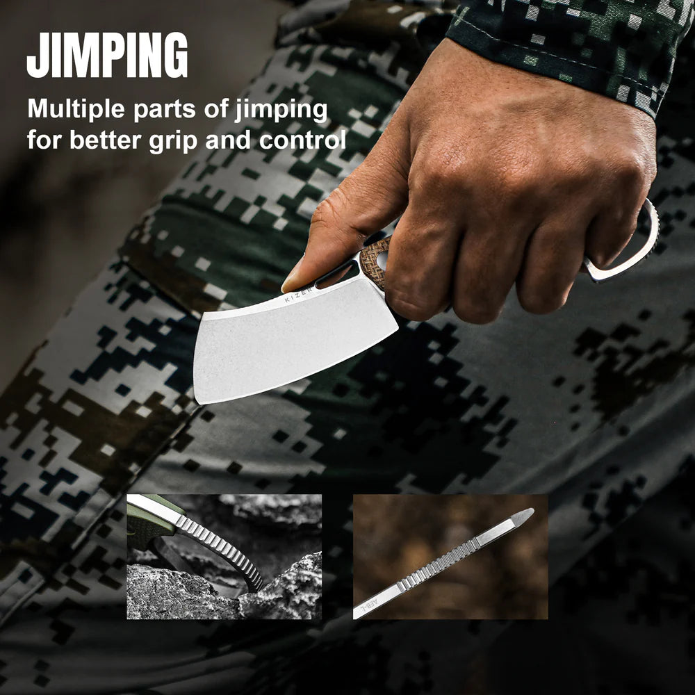 KIZER Little Rhino AEB-L Blade Burlap Micarta Handle  2.72"