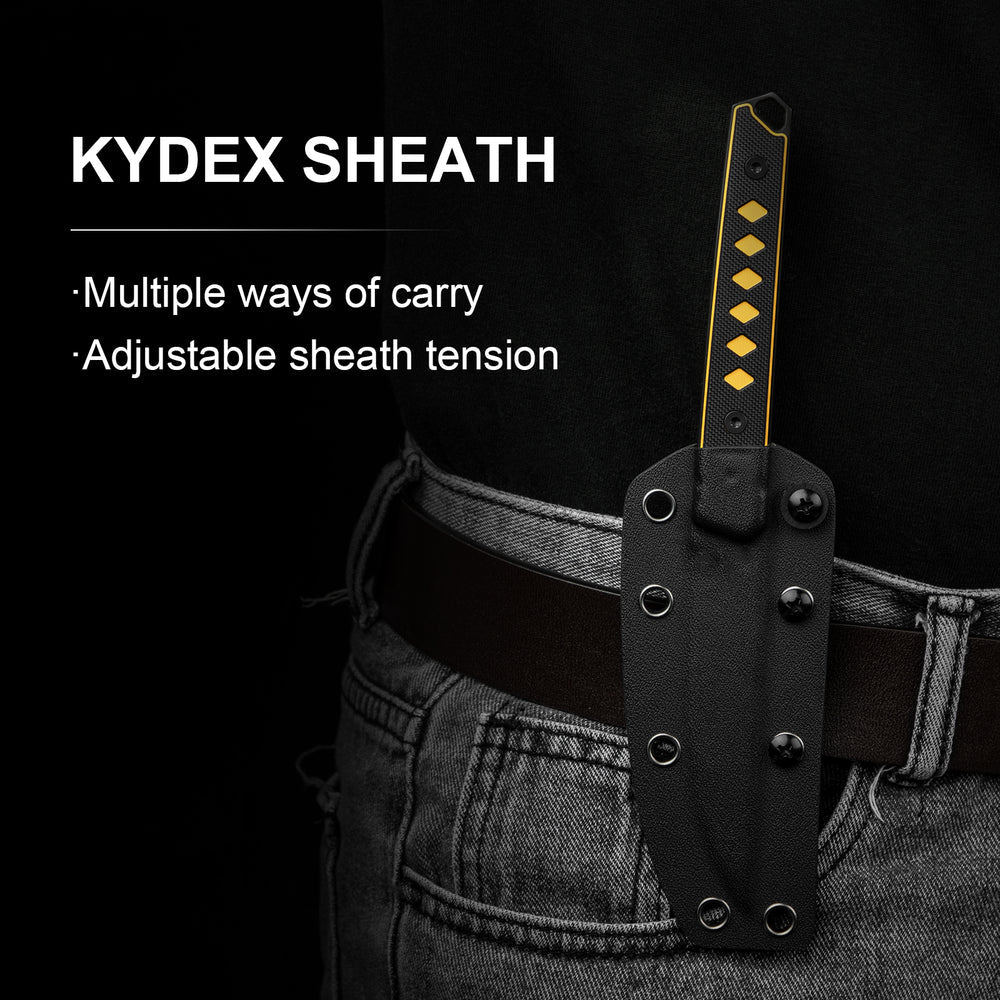 KIZER Kwaiken G10 Handle Nitro-V Blade Black/Yellow G10 Handle 3.94"