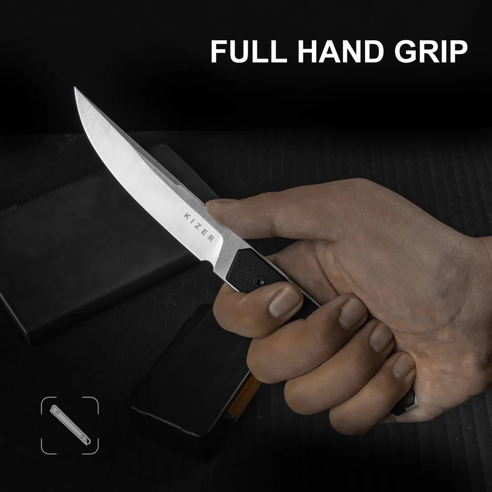 KIZER Kwaiken Nitro-V Blade Black G10 Handle 3.94"