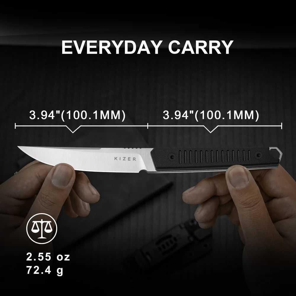 KIZER Kwaiken Nitro-V Blade Black G10 Handle 3.94"