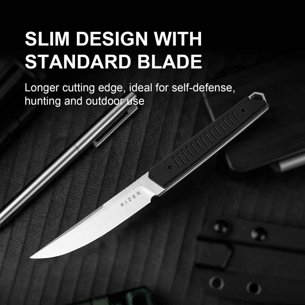 KIZER Kwaiken Nitro-V Blade Black G10 Handle 3.94"