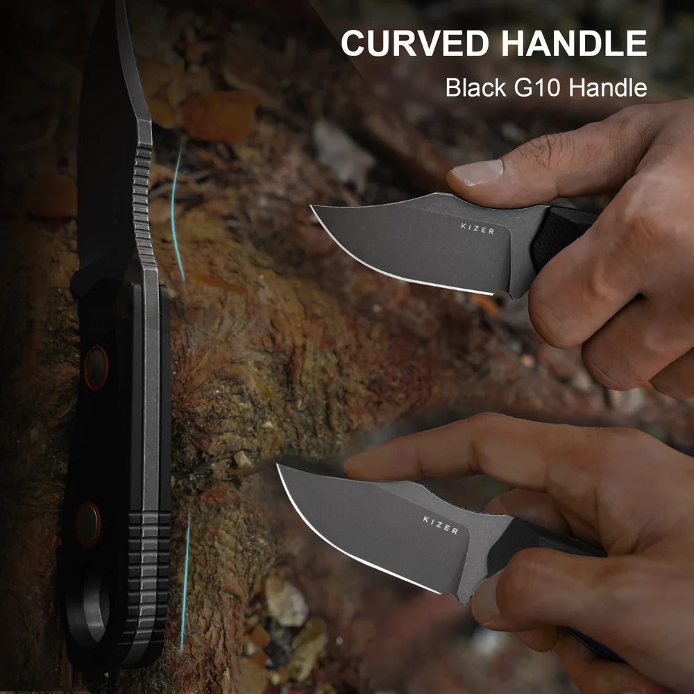 KIZER Beaver 2 D2 Blade Gray Stonewashed G10 Handle 2.75"