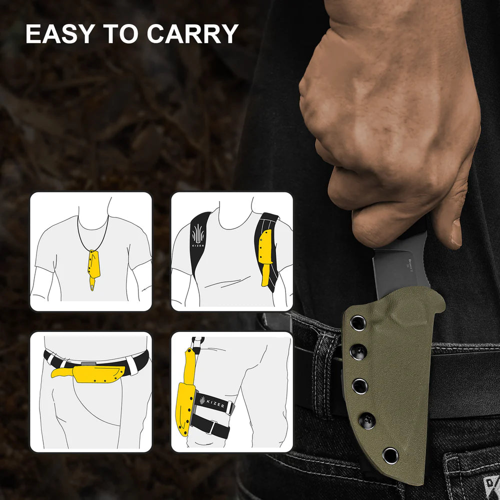 KIZER Beaver 2 D2 Blade Gray Stonewashed G10 Handle 2.75"