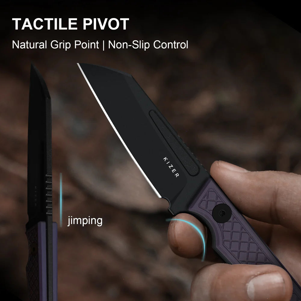 KIZER Phasmids AEB Blade Black Coating G10 Handle 2.79"