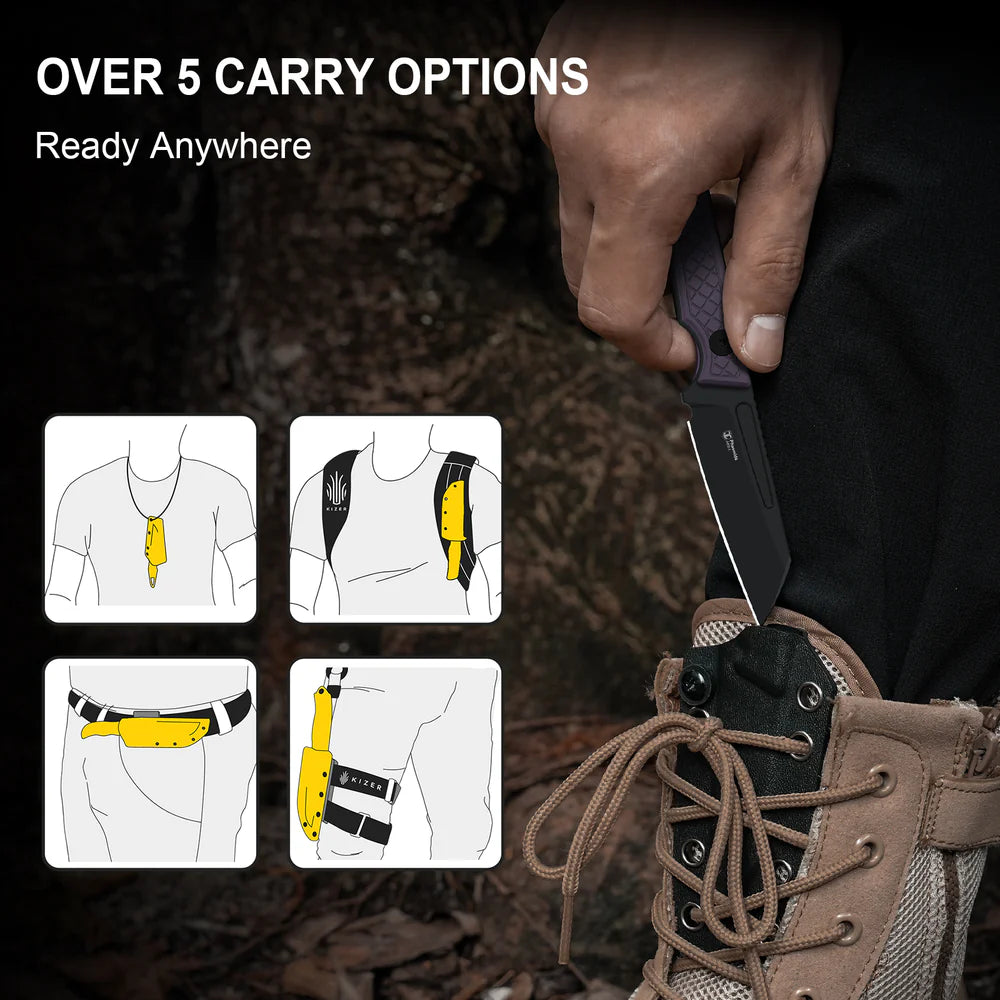 KIZER Phasmids AEB Blade Black Coating G10 Handle 2.79"