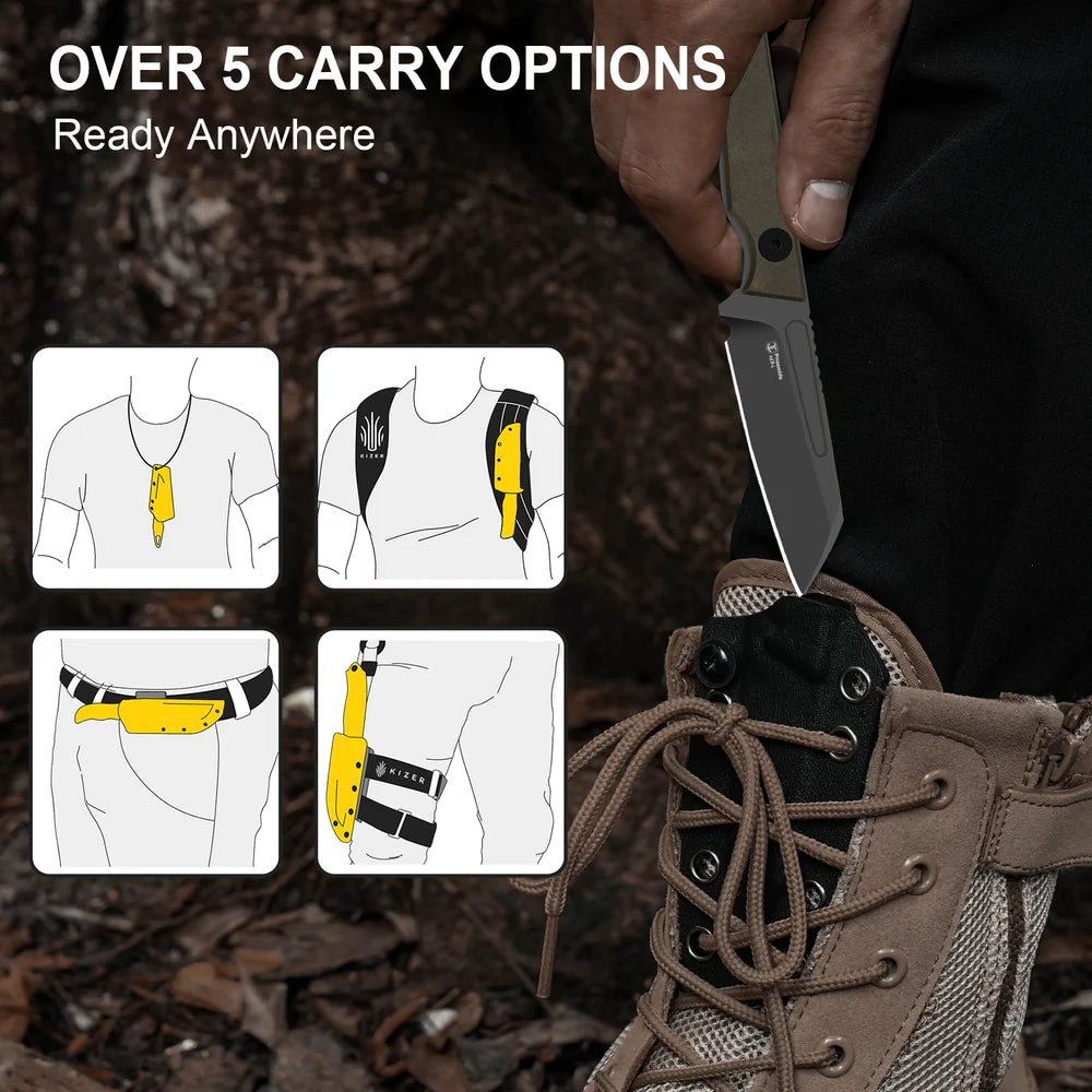 KIZER Phasmids AEB Blade Chocolate Glacier Handle 2.79"