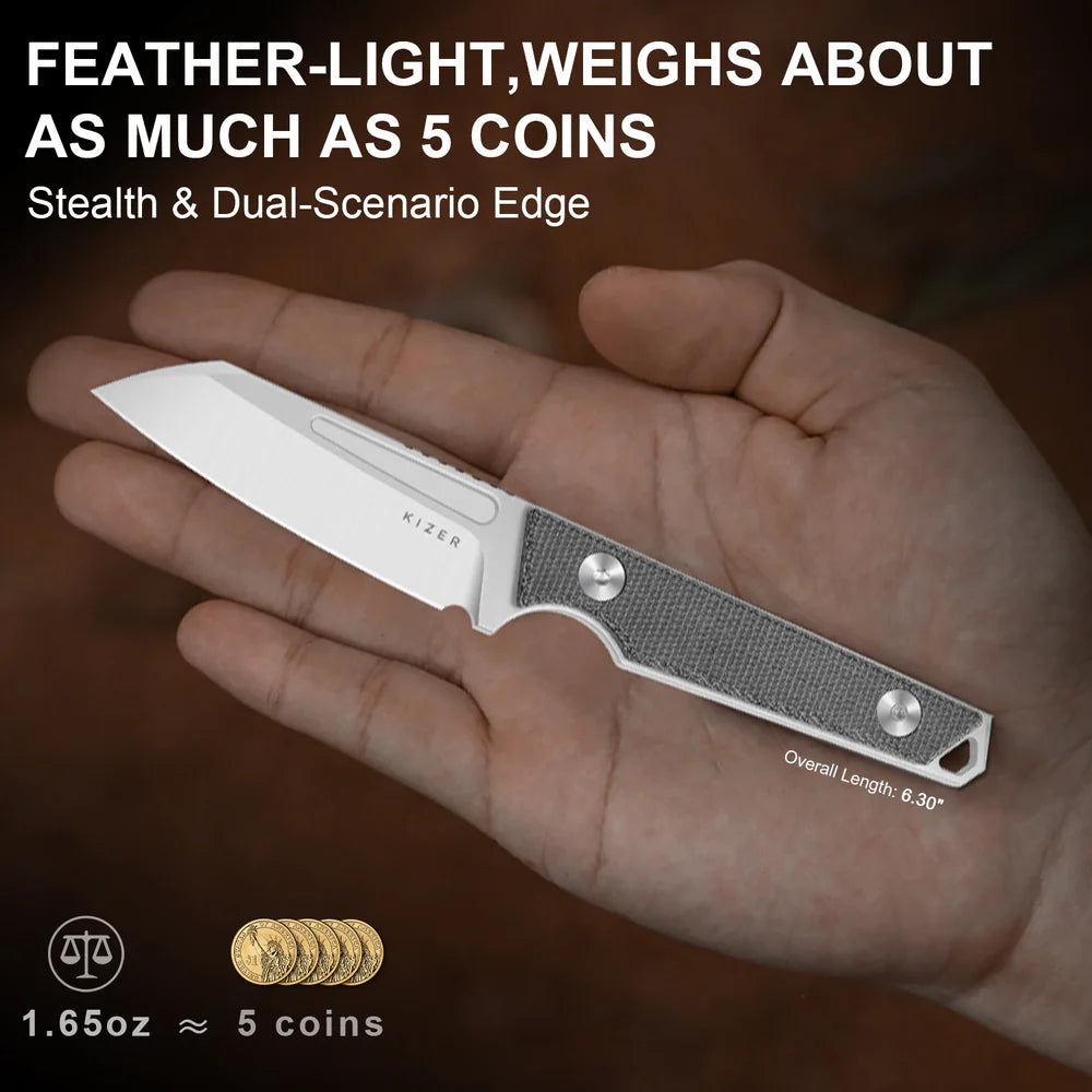 KIZER Phasmids AEB Blade Satin Micarta Handle 2.79"