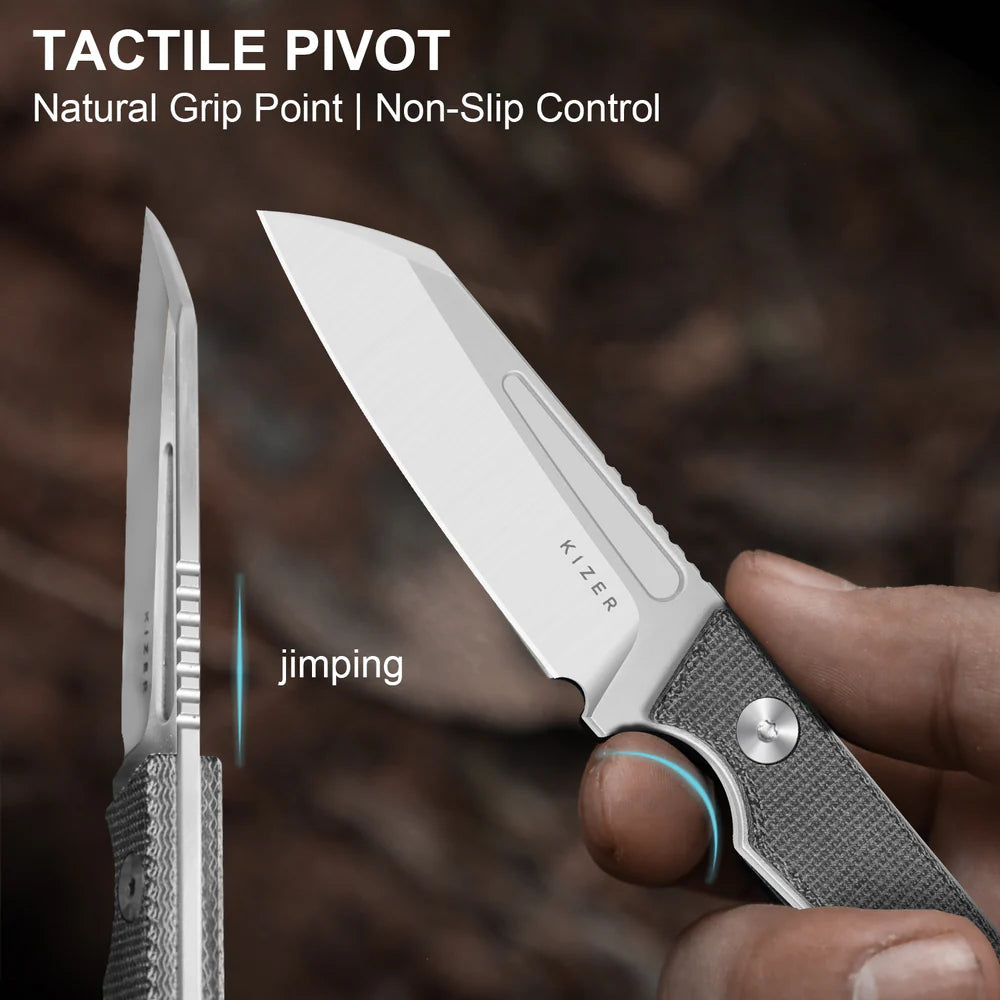 KIZER Phasmids AEB Blade Satin Micarta Handle 2.79"