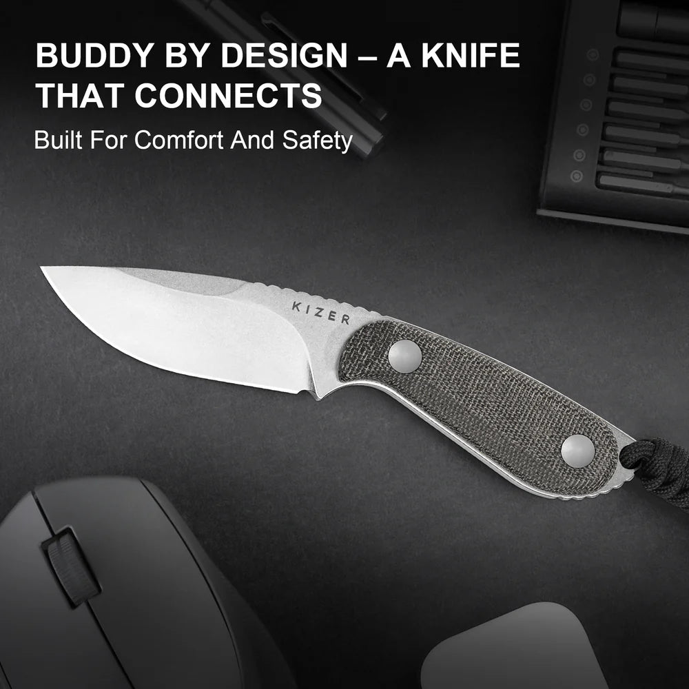 KIZER Buddy 14C28N Blade Micarta Handle 3"
