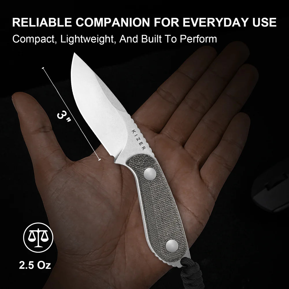 KIZER Buddy 14C28N Blade Micarta Handle 3"