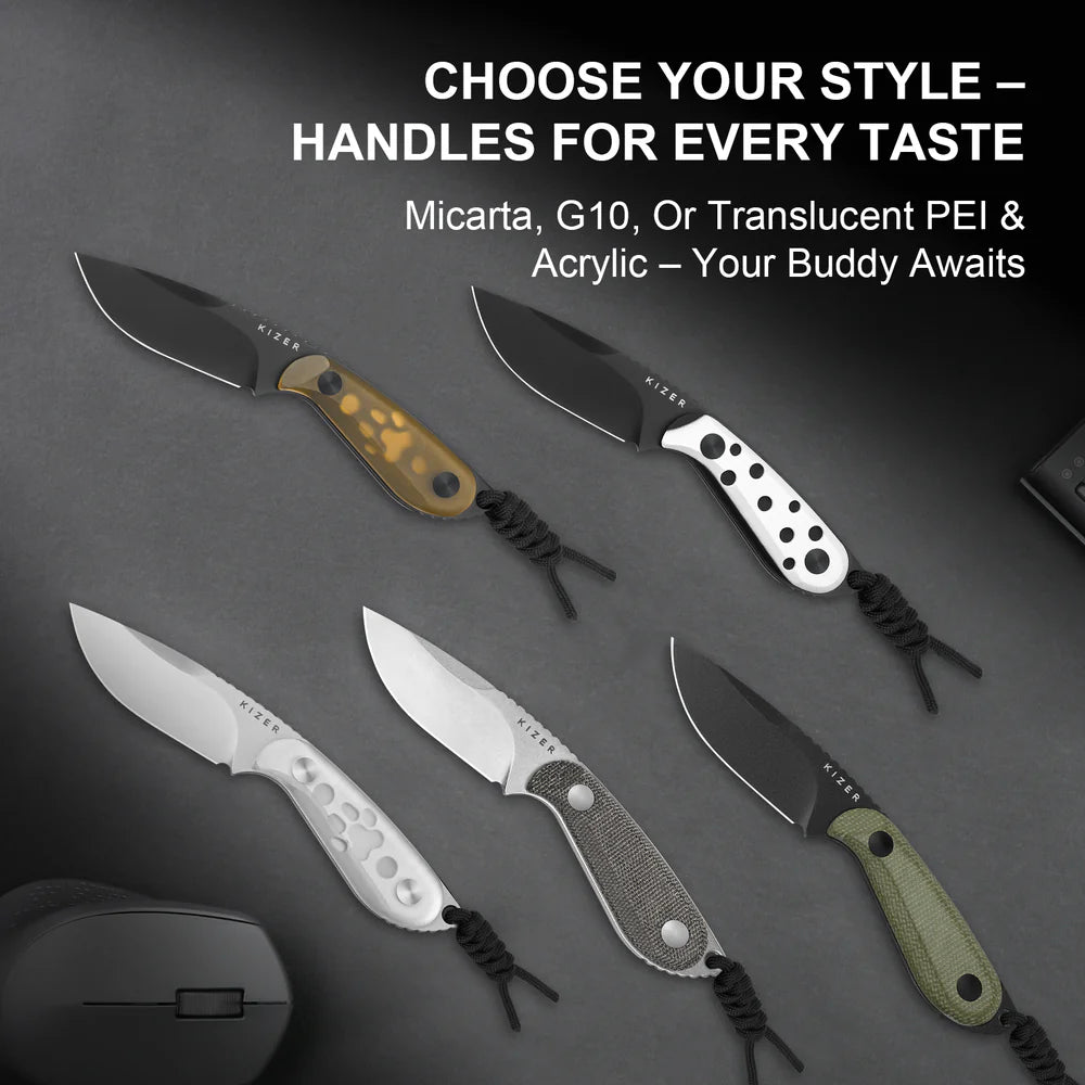 KIZER Buddy 14C28N Blade Micarta Handle 3"