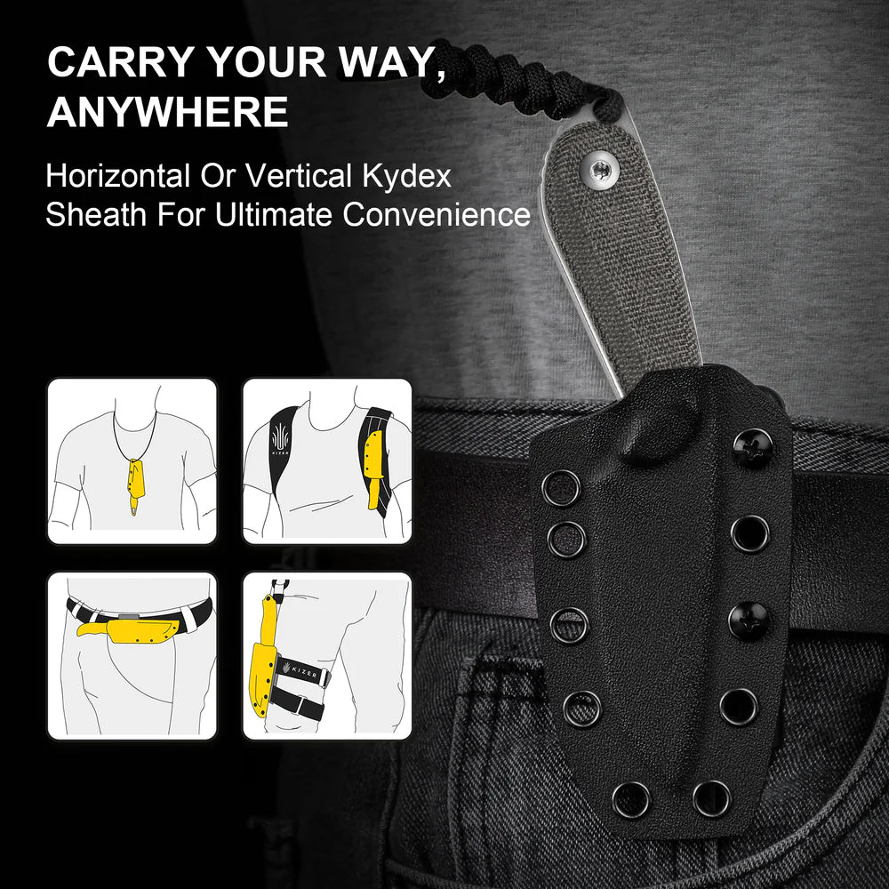 KIZER Buddy 14C28N Blade Micarta Handle 3"