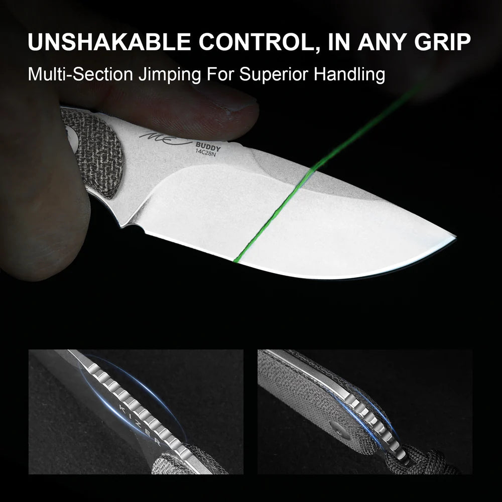 KIZER Buddy 14C28N Blade Micarta Handle 3"