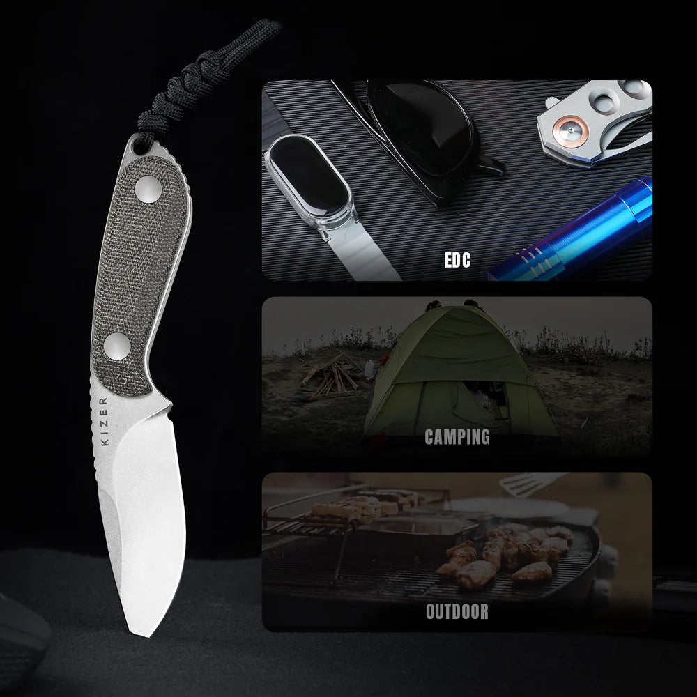 KIZER Buddy 14C28N Blade Micarta Handle 3"