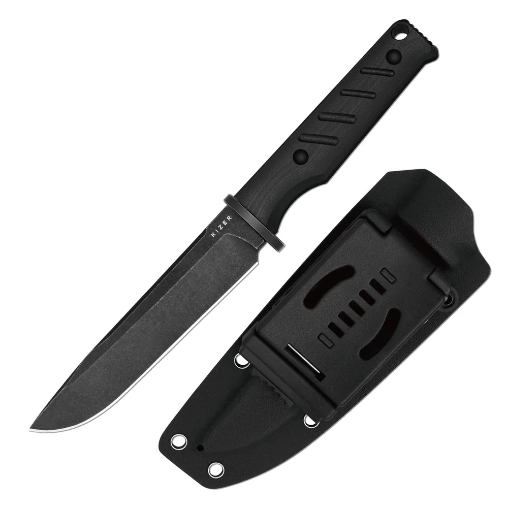 KIZER Camp180 AEB-L Blade Black Stonewashed G10 Handle 5.55"