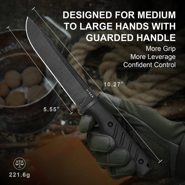 KIZER Camp180 AEB-L Blade Black Stonewashed G10 Handle 5.55