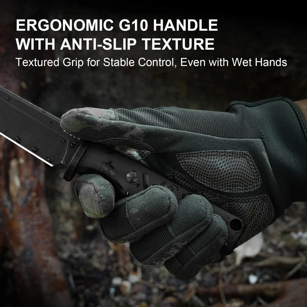 KIZER Camp180 AEB-L Blade Black Stonewashed G10 Handle 5.55"