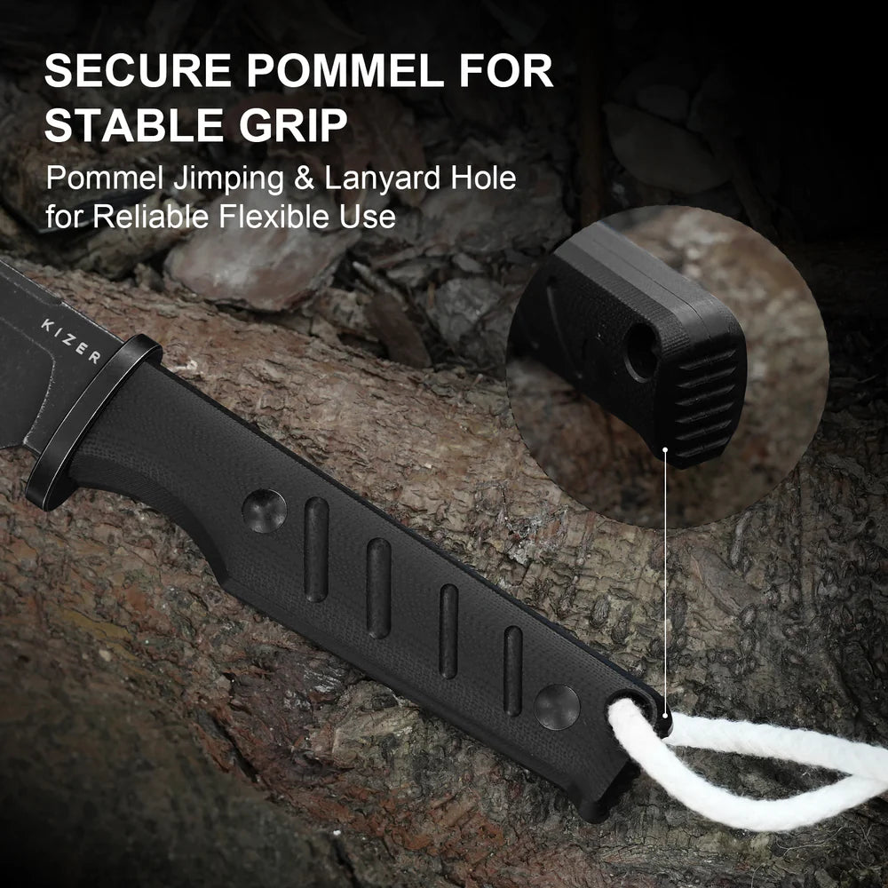 KIZER Camp180 AEB-L Blade Black Stonewashed G10 Handle 5.55"