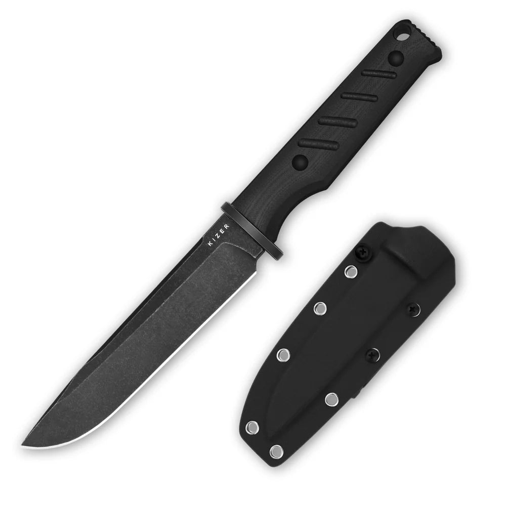 KIZER Camp180 AEB-L Blade Black Stonewashed G10 Handle 5.55"