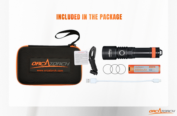 OrcaTorch D710 Dive Light Black 3000L