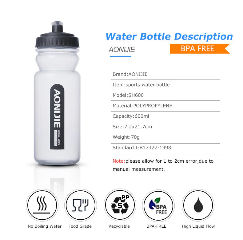 AONIJIE 600ml BPA Free Sport Water Bottle -SH600