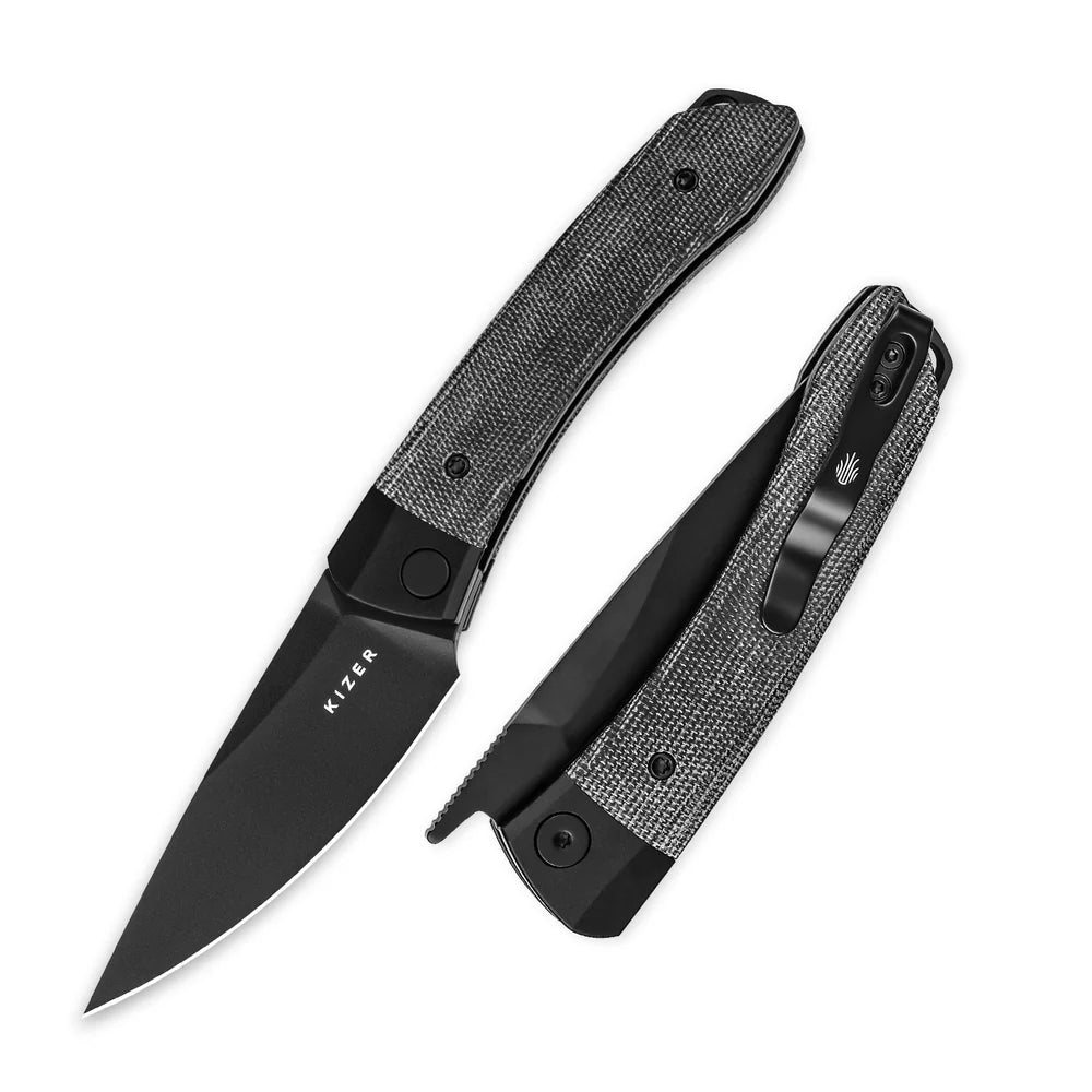 KIZER Mini Momo 154cm Blade Aluminum + Macarta Handle Liner Lock 3.2"