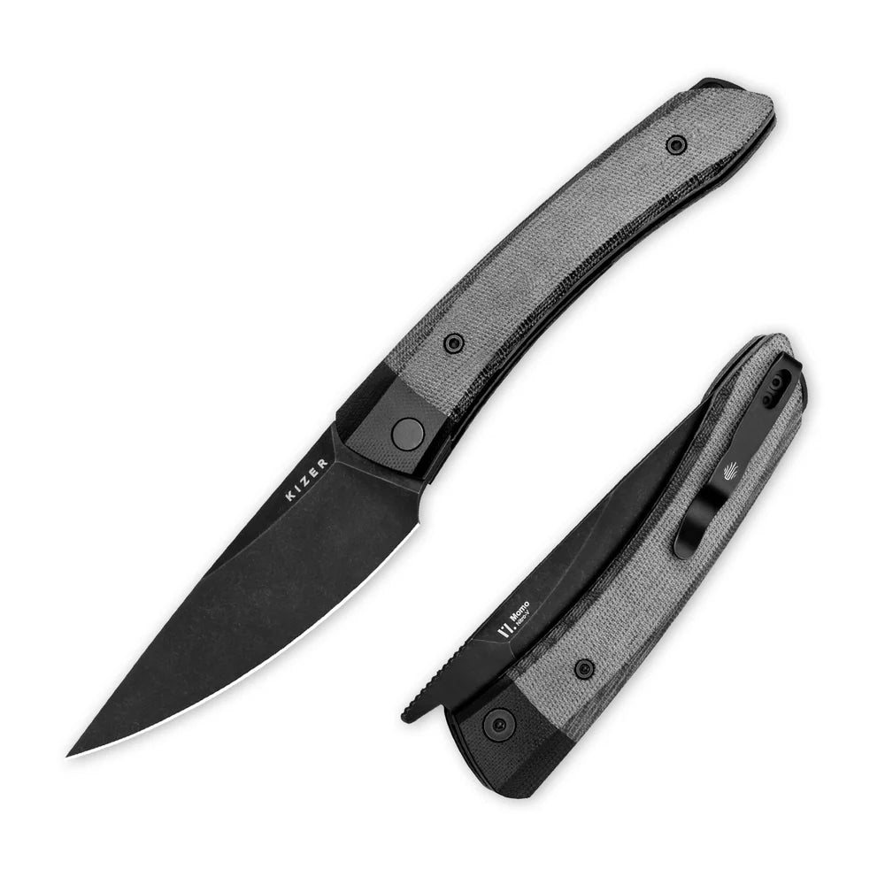 KIZER Momo Nitro-V Blade Black G10+ Micarta Handle Liner Lock 4.1"