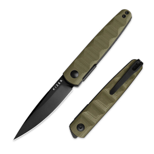 KIZER Bamboo Nitro-V Blade G10 OD Handle Liner Lock 2.99