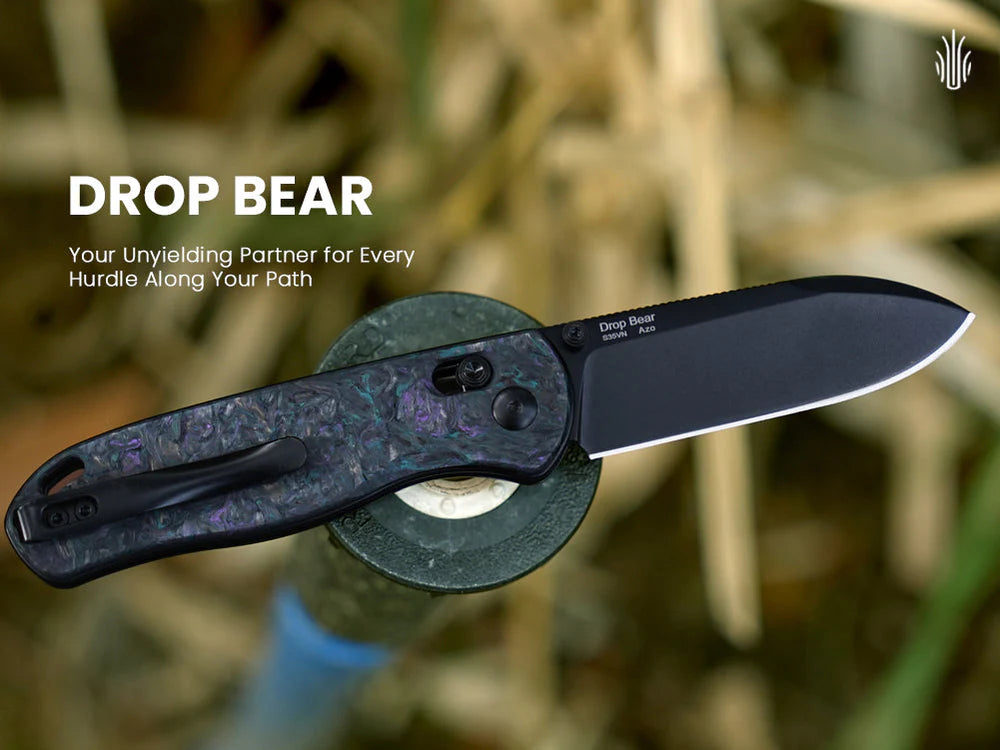 KIZER Drop Bear S35VN Blade Dark Matter & Clutch Lock 2.97"