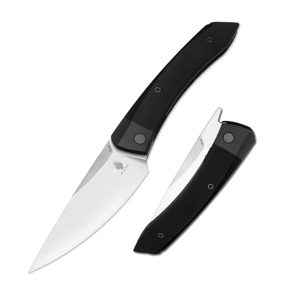 KIZER Momo 154cm Blade Aluminum BK/GY & Steel Liner 4.1"