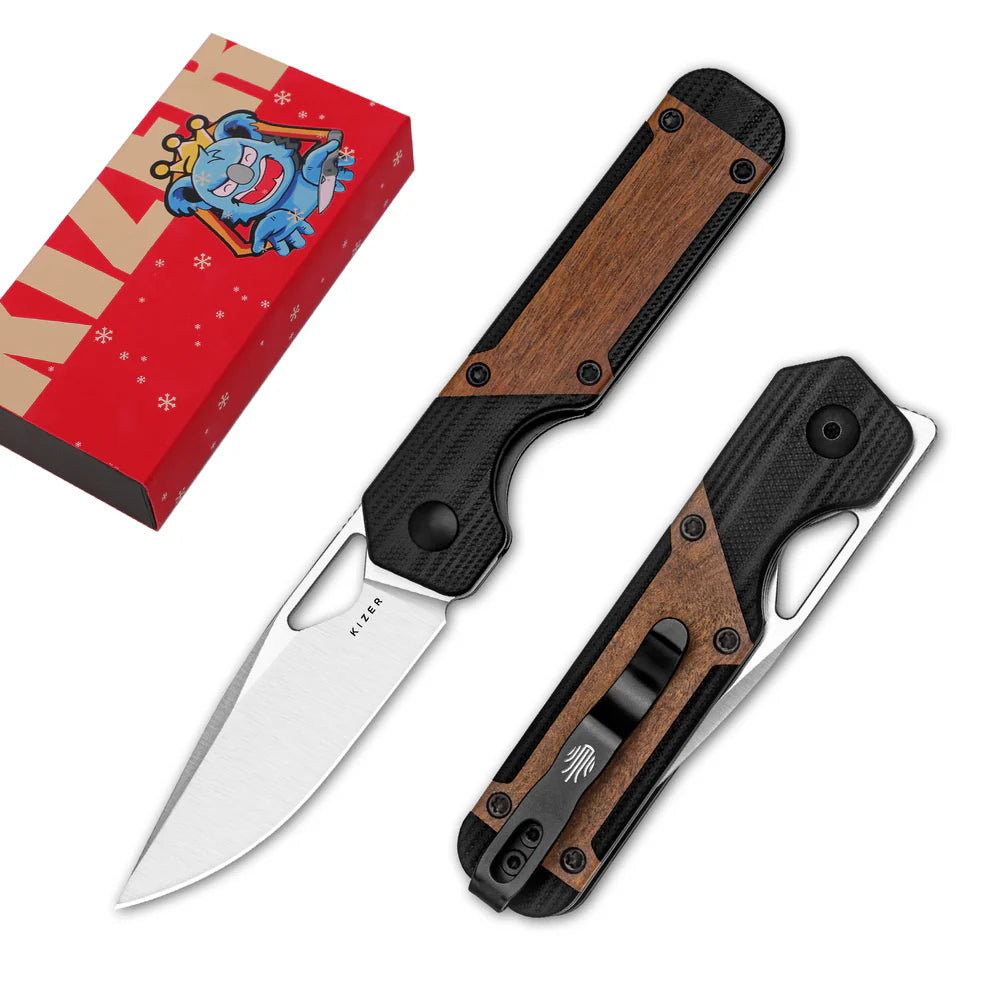 KIZER Militaw Nitro-V Blade Black G10 Mkuruti/Steel Liner 2.81"