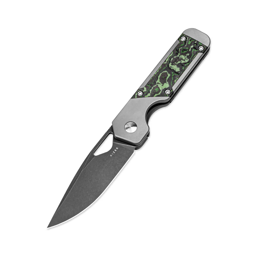 KIZER Mini Militaw S45VN Blade Titanium/Jungle Wear Handle 2.81"