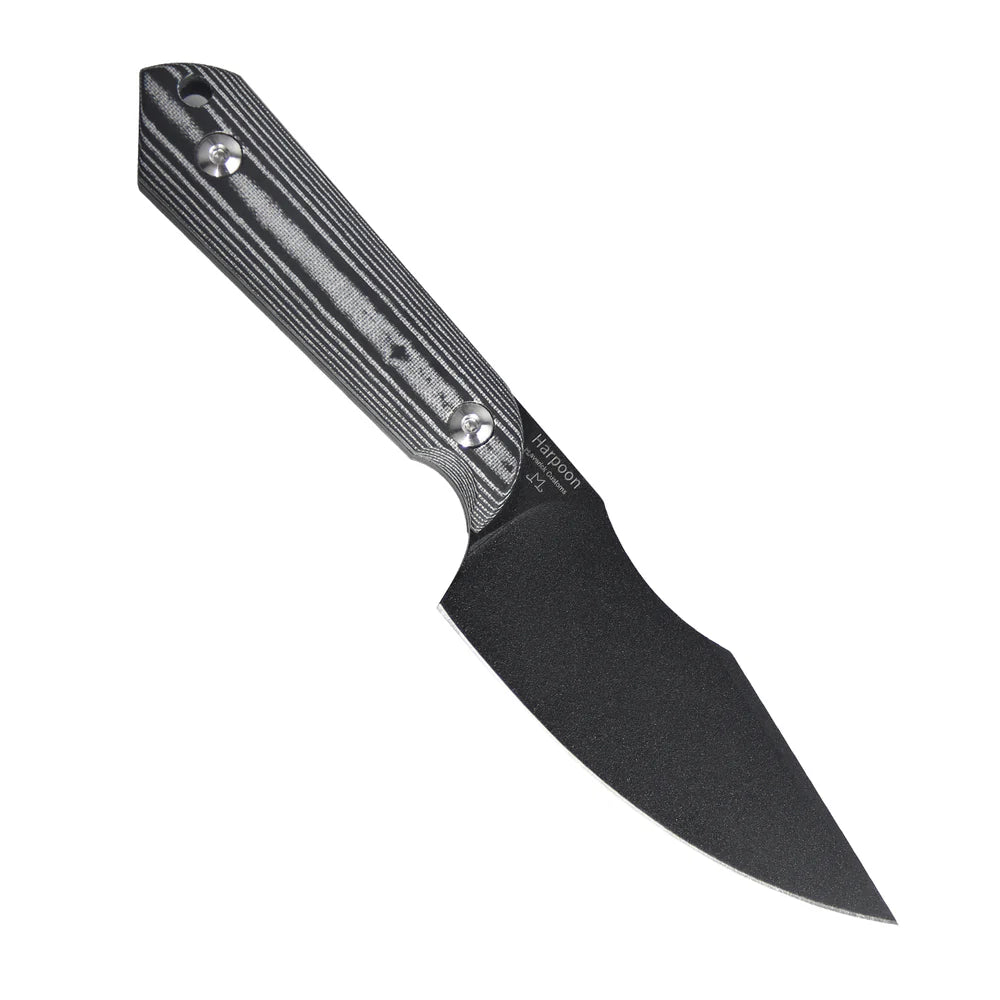 KIZER Harpoon D2 Blade black/white Micarta Handle 7.72"
