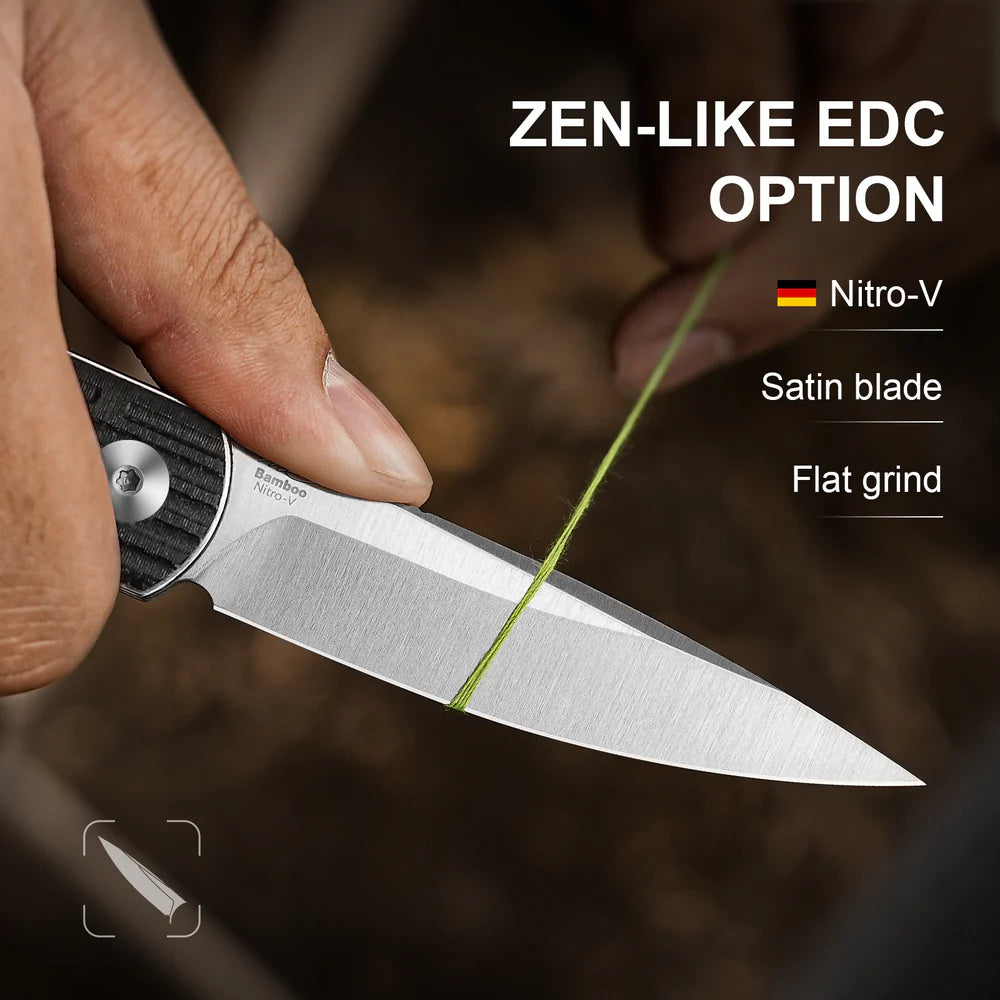 KIZER Bamboo Nitro-V Blade Micarta Handle Liner Lock 2.99"