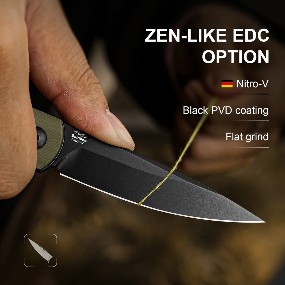 KIZER Bamboo Nitro-V Blade G10 OD Handle Liner Lock 2.99"