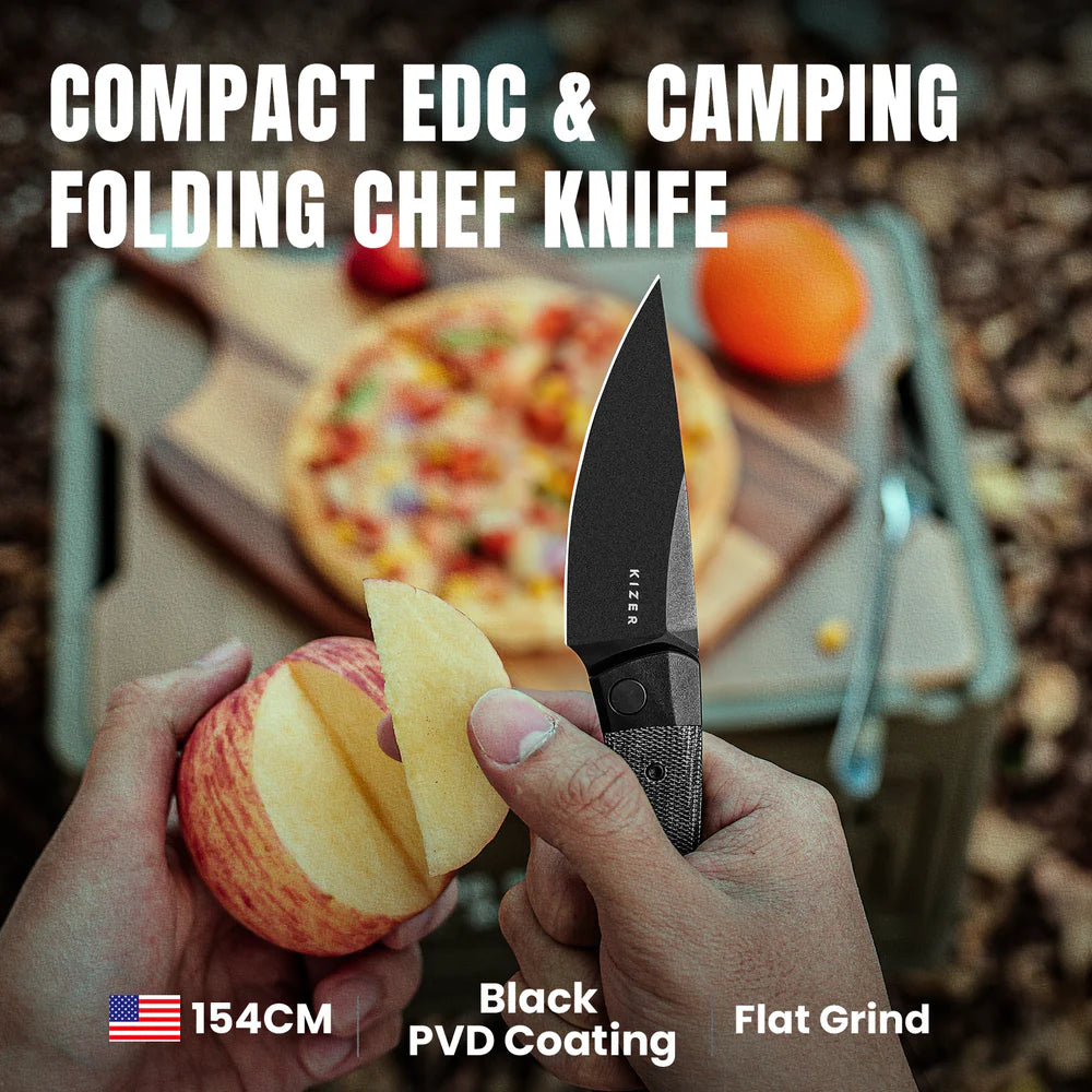 KIZER Mini Momo 154cm Blade Aluminum + Macarta Handle Liner Lock 3.2"