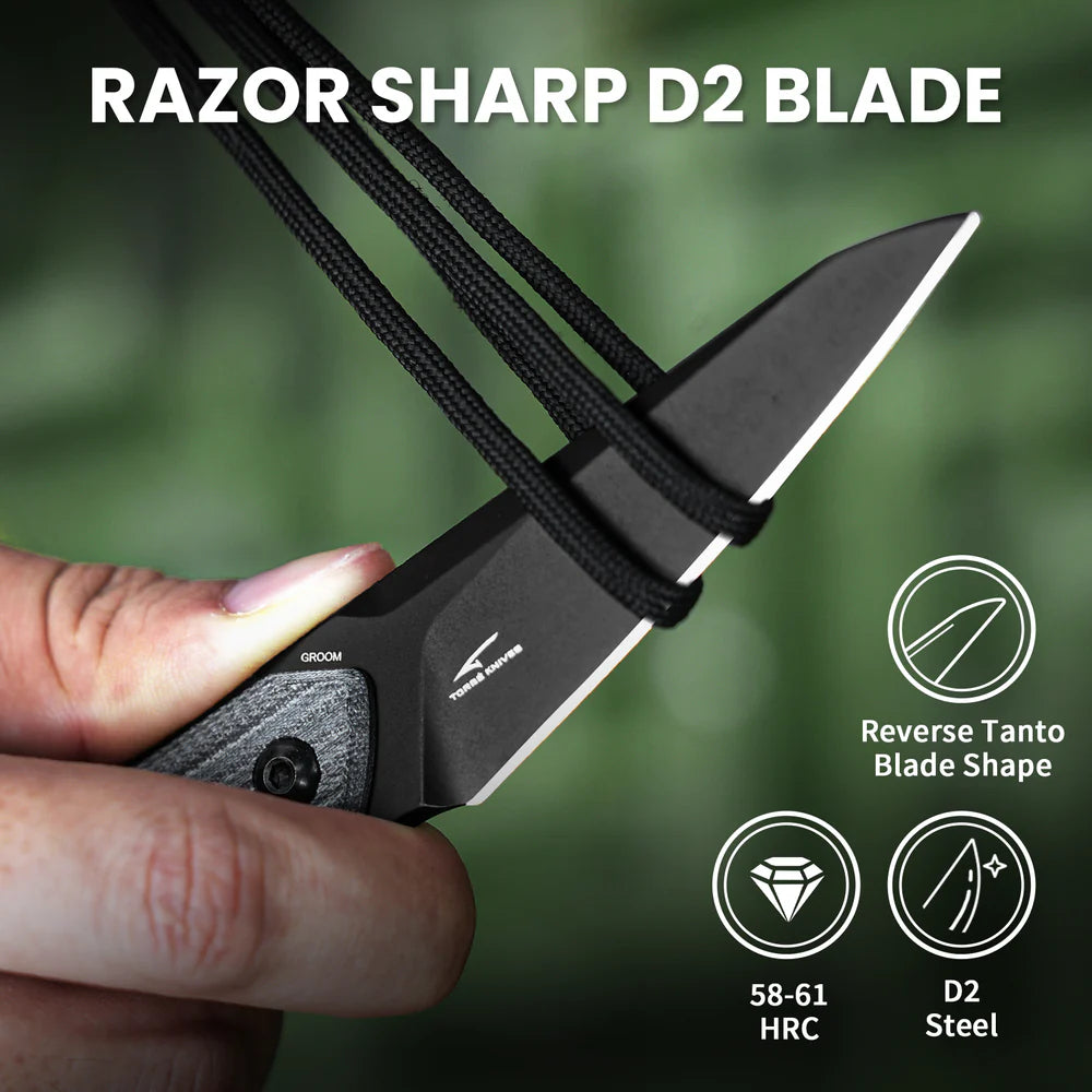 KIZER Groom D2 Blade Micarta Denim Handle 6.76"