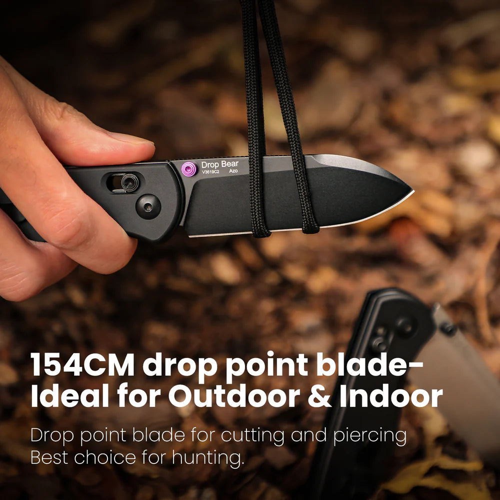 KIZER Drop Bear 154cm Blade Aluminum BK & Steel Liner 2.97"