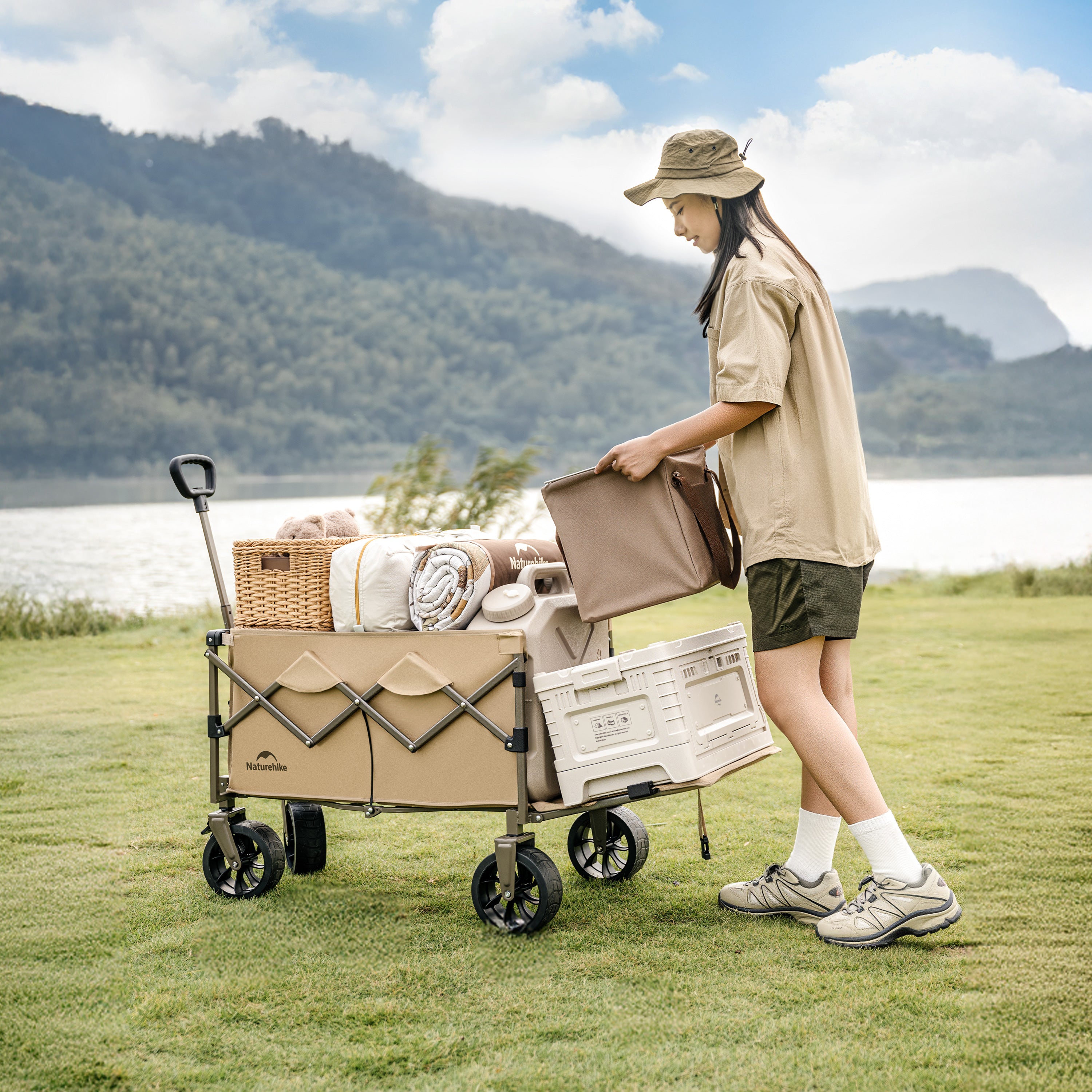 Naturehike Light Folding Camping Cart - Linen Brown