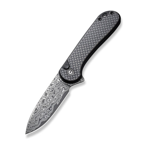 CIVIVI Button Lock Elementum II Pocket Knife Twill Carbon Fiber Overlay On Black G10 Handle